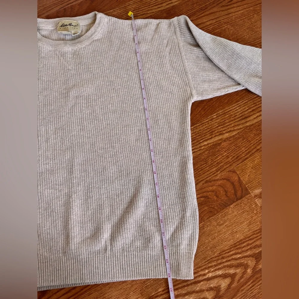 Vintage Eddie Bauer Ribbed Cotton Sweater Grandpa Core Neutral Grunge Mens XS - Picture 5 of 6